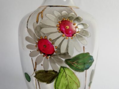 Skleněná karafa - malba květin